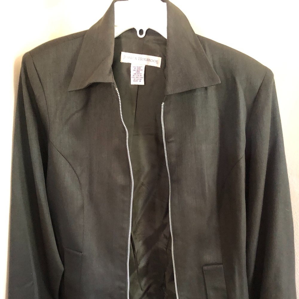 Jessica Holbrook Dark Green Jacket/Skirt combo